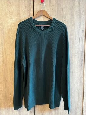 GAP NWT Men's Forest Green Ribbed Crewneck Sweater Gorpcore Long Sleeve XXL